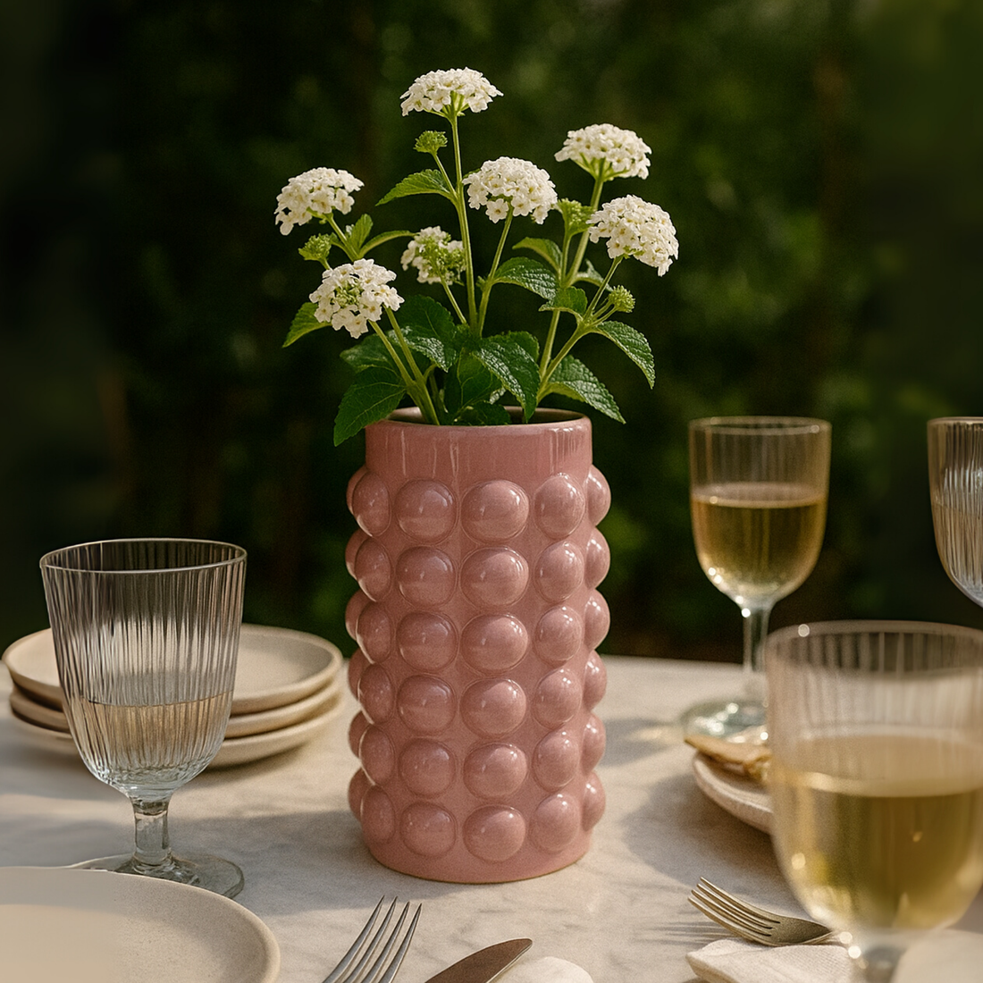 Florero burbuja rosa