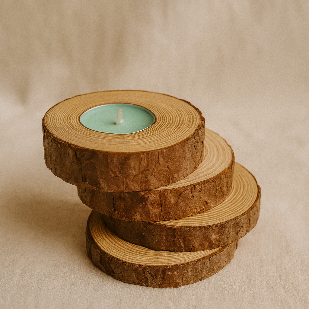 Set de portavelas de madera